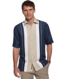 Lighten up your look. This easy, casual shirt from Cubavera keeps the weekend rolling.