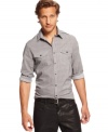 Recruit another cool shirt for your style army with this military-inspired shirt from Kenneth Cole New York.