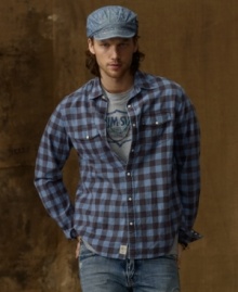The rugged rancher look gets a hip twist in soft plain-weave cotton, finished with a rustic checked pattern that honors its Western roots. The rugged rancher look gets a hip twist in soft plain-weave cotton, finished with a rustic checked pattern that honors its Western roots.