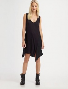 Plunging, sleeveless scoopneck with an edgy open back and asymmetrical hem. ScoopneckSleevelessPull-on styleAsymmetrical semi-sheer hemOpen lower backAbout 23 from natural waistFully linedBody: rayon, trim: polyesterHand washImportedModel shown is 5'9½ (176cm) wearing US size 4. Plunging, sleeveless scoopneck with an edgy open back and asymmetrical hem. ScoopneckSleevelessPull-on styleAsymmetrical semi-sheer hemOpen lower backAbout 23 from natural waistFully linedBody: rayon, trim: polyesterHand washImportedModel shown is 5'9½ (176cm) wearing US size 4.