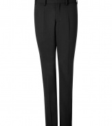 Ultra-luxe and classically elegant, these streamlined tuxedo pants from Neil Barrett can be effortlessly dressed up or down - Flat front, belt loops, off-seam pockets, classic tuxedo stripe at side seam, back welt pockets with buttons, slim leg with crease detail - Wear with a long sleeve tee and a leather jacket or a tuxedo shirt and matching jacket