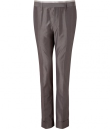 Bring luxe appeal to your workweek attire with these stylish pants from Marc Jacobs - Stripe detailed waistband, on-seam pockets, back welt pockets with buttons, cuffed hem, slim fit - Style with a sleek button down, a blazer, and dress shoes