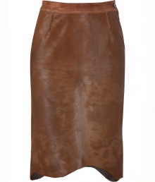Work an ultra luxurious note into your office essentials with Missonis rich brown haircalf pencil skirt, finished with an uneven raw hemline for that added edge of contemporary-cool - Hidden side zip, button closure, tonal suede waistband, fully lined - Form-fitting - Mix it up with patterned knits and a finish of sleek matching brown leather accessories Work an ultra luxurious note into your office essentials with Missonis rich brown haircalf pencil skirt, finished with an uneven raw hemline for that added edge of contemporary-cool - Hidden side zip, button closure, tonal suede waistband, fully lined - Form-fitting - Mix it up with patterned knits and a finish of sleek matching brown leather accessories