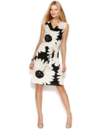 So simple yet totally chic: INC's petite daisy-printed cowlneck dress works for day or night!