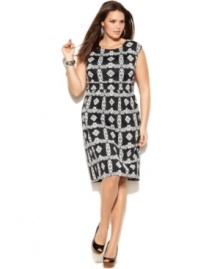 Add global flair to your wear-to-work look with INC's sleeveless plus size dress, featuring an on-trend tribal print.