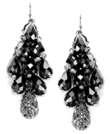 Layer on sparkling allure with these chandelier earrings from INC International Concepts. Faceted glass beads in smoky hues surround a sparkling accent. Crafted in hematite tone mixed metal. Approximate drop: 2-1/2 inches.