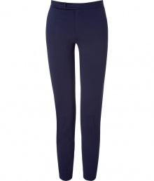 Ultra-flattering and easy to style, these cropped pants from Ralph Lauren are a must-have wardrobe staple - Banded waist with button tab detail, off-seam pockets, back welt pockets with button, fitted silhouette, cropped - Style with a button down blouse, a fitted blazer, and peep-toe pumps