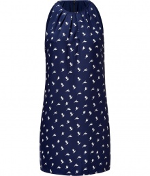 With a unique bird print and flattering halter-style neckline, Theorys silk dress is a chic choice for taking from the office to city cocktails - Round pleated halter-style neckline, sleeveless, hidden back zip - Loosely tailored fit - Wear with a boyfriend blazer, sheer stockings and heels