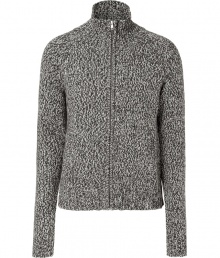 Your favorite knit gets a modern remake with Iros marled wool-mix cardigan, with just the right amount of stretch to keep its cool slim shape - Stand-up collar, long sleeves, ribbed-knit trim, hidden front zipper, side slit pockets - Pair with crisply tailored shirts and slim trousers, or with favorite tees and broken-in jeans