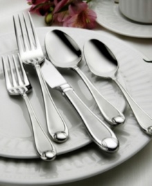 Perfect for entertaining, this Oneida flatware set never needs polishing. Forged in lustrous 18/10 stainless steel, the Satin Garnet pattern features an indented accent on gently curved handles. Full lifetime warranty. Perfect for entertaining, this Oneida flatware set never needs polishing. Forged in lustrous 18/10 stainless steel, the Satin Garnet pattern features an indented accent on gently curved handles. Full lifetime warranty.
