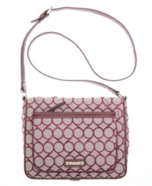 Add some signature style to your tech accessorizing with this jacquard logo silhouette from Nine West. Button snap and top zip closures securely stow iPad when you're on-the-move, while the convenient crossbody strap keeps hands free. Add some signature style to your tech accessorizing with this jacquard logo silhouette from Nine West. Button snap and top zip closures securely stow iPad when you're on-the-move, while the convenient crossbody strap keeps hands free.