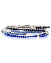 Simple chic. The stylish coil bracelets in this set from Nine West are crafted from silver-tone mixed metal with colorful glass stones adding a vibrant touch. Approximate diameter: 2-1/4 inches. Simple chic. The stylish coil bracelets in this set from Nine West are crafted from silver-tone mixed metal with colorful glass stones adding a vibrant touch. Approximate diameter: 2-1/4 inches.