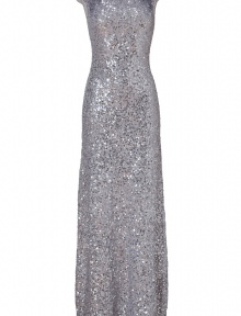 With a shimmer of allover sequinning and figure-hugging fit, Jenny Packhams sliver evening gown is as eye-catching as it is exquisite - Wide neckline, cap sleeves - Form-fitting top, softly draped skirt - Wear with flawless platform pumps and a statement metallic box clutch With a shimmer of allover sequinning and figure-hugging fit, Jenny Packhams sliver evening gown is as eye-catching as it is exquisite - Wide neckline, cap sleeves - Form-fitting top, softly draped skirt - Wear with flawless platform pumps and a statement metallic box clutch