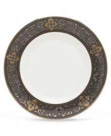 For nearly 150 years, Lenox has been renowned throughout the world as a premier designer and manufacturer of fine china. The Vintage Jewel pattern from Lenox's dinnerware and dishes collection evokes a more gracious era, combining pure white bone china with a dark, richly patterned band of muted gold, taupe, charcoal, and black, and accented with subtle touches of cobalt blue. Qualifies for Rebate For nearly 150 years, Lenox has been renowned throughout the world as a premier designer and manufacturer of fine china. The Vintage Jewel pattern from Lenox's dinnerware and dishes collection evokes a more gracious era, combining pure white bone china with a dark, richly patterned band of muted gold, taupe, charcoal, and black, and accented with subtle touches of cobalt blue. Qualifies for Rebate