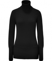 Luxe and stylish, this easy-to-wear cashmere pullover will elevate your cold weather staples - Ribbed turtleneck, long sleeves with long ribbed cuffs, slim fit, wide ribbed hem - Pair with skinny jeans, a pencil skirt, or cropped trousers