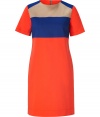 With a retro feel and cool colorblock, 10 Crosby Derek Lams cotton shift is a sartorial choice for dressing up workweek looks - Round neckline, short sleeves, side slit pockets, metal zip at nape - Loosely tailored fit - Wear with flats and just as bright accessoires