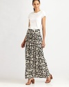 Timeless leopard print adds exotic flair to this bohemian-inspired silhouette. Elastic waistbandAbout 42 from natural waistRayonDry cleanMade in USAModel shown is 5'10 (177cm) wearing US size Small.