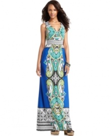 Channel the exotic appeal of a land far away with NY Collection's printed maxi dress!