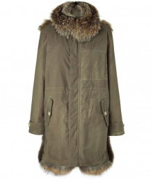 Invest in style with this ultra-luxe fur-laden parka from Joseph - Large fur collar and fur-lined hood, concealed front zip closure, long sleeves with belted cuffs, patch pockets, back fun panel- Wear with an elevated jeans-and-tee ensemble or a casual cocktail look Invest in style with this ultra-luxe fur-laden parka from Joseph - Large fur collar and fur-lined hood, concealed front zip closure, long sleeves with belted cuffs, patch pockets, back fun panel- Wear with an elevated jeans-and-tee ensemble or a casual cocktail look