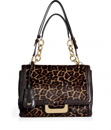 Upgrade ladylike looks with this luxurious must-have statement bag from Diane von Furstenberg - Front flap with magnetic snap closure, snapped slit pocket underneath, zippered back pocket, chocolate leather sides and trim, chain detailed satchel handle, leather shoulder strap, lip-shaped mirror attached to handle, adjustable width with snapped sides, red interior, inside zippered back wall pocket, 3 front wall slit pockets - Perfect for dressing up work and off-duty looks alike Upgrade ladylike looks with this luxurious must-have statement bag from Diane von Furstenberg - Front flap with magnetic snap closure, snapped slit pocket underneath, zippered back pocket, chocolate leather sides and trim, chain detailed satchel handle, leather shoulder strap, lip-shaped mirror attached to handle, adjustable width with snapped sides, red interior, inside zippered back wall pocket, 3 front wall slit pockets - Perfect for dressing up work and off-duty looks alike