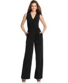 This luxe-looking petite jumpsuit from NY Collection is all about relaxed glamour -- try it with an armful of bangle bracelets or a dramatic pendant necklace! This luxe-looking petite jumpsuit from NY Collection is all about relaxed glamour -- try it with an armful of bangle bracelets or a dramatic pendant necklace!