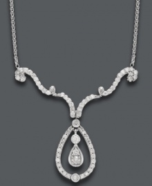 Accentuate any look with the appropriate necklace. This scrolling design shines with the addition of round-cut diamond (1 ct. t.w.) in a polished, 14k white gold setting. Approximate length (adjustable chain): 16 to 20 inches. Accentuate any look with the appropriate necklace. This scrolling design shines with the addition of round-cut diamond (1 ct. t.w.) in a polished, 14k white gold setting. Approximate length (adjustable chain): 16 to 20 inches.