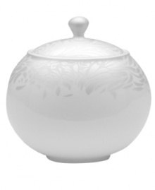 A soft, feminine look with Denby durability, the Lucille Silver sugar bowl offers enduring everyday style. Shimmering swirls adorn creamy bone china in a pattern inspired by vintage lace and designed by English stylemaker, Monsoon. A soft, feminine look with Denby durability, the Lucille Silver sugar bowl offers enduring everyday style. Shimmering swirls adorn creamy bone china in a pattern inspired by vintage lace and designed by English stylemaker, Monsoon.