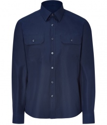 Stylish shirt in fine, pure navy cotton - Soft yet durable, densely woven fabric - Small collar, full button placket and two flap pockets at chest - Rounded hem hangs slightly longer in the back - Slim, straight cut - Casually elegant and ultra-versatile - Pair with suit trousers, chinos or jeans Stylish shirt in fine, pure navy cotton - Soft yet durable, densely woven fabric - Small collar, full button placket and two flap pockets at chest - Rounded hem hangs slightly longer in the back - Slim, straight cut - Casually elegant and ultra-versatile - Pair with suit trousers, chinos or jeans