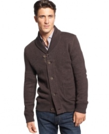 This isn't your grandad's sweater. This shawl collar cardigan from Hugo Boss is bring modern cool to a classic. This isn't your grandad's sweater. This shawl collar cardigan from Hugo Boss is bring modern cool to a classic.