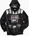 He can dress up like he's on the dark side with this Darth Vader hoodie, which includes a face mask just like Darth's.