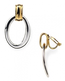 Silver and gold prove a chic combination on this pair of hoop earrings from Lauren by Ralph Lauren, featuring equestrian-inspired detailing. Silver and gold prove a chic combination on this pair of hoop earrings from Lauren by Ralph Lauren, featuring equestrian-inspired detailing.