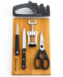 Get the chef's set-up with the core pieces you need to turn up the heat in your kitchen. Pop the cork, make the cut and slice, dice and peel with confidence-this comprehensive set combines the finest quality materials, like high carbon stainless steel and durable bamboo, to change the way your kitchen works. Lifetime warranty. Get the chef's set-up with the core pieces you need to turn up the heat in your kitchen. Pop the cork, make the cut and slice, dice and peel with confidence-this comprehensive set combines the finest quality materials, like high carbon stainless steel and durable bamboo, to change the way your kitchen works. Lifetime warranty.