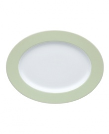 Present everything from meatloaf to French toast with the bright, easygoing style of Rosenthal's Sunny Day oval platter. Fresh green accents in dishwasher-safe porcelain help your favorite recipes shine. Present everything from meatloaf to French toast with the bright, easygoing style of Rosenthal's Sunny Day oval platter. Fresh green accents in dishwasher-safe porcelain help your favorite recipes shine.