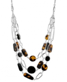 Tortoise-shell beads take over in stunning fashion in this necklace from Robert Lee Morris. Crafted from silver-tone mixed metal, the rows are adorned with multiple accents. Approximate length: 16 inches + 3-inch extender.