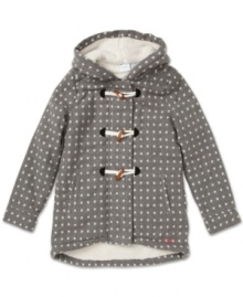 No cause to worry about cold weather with this cuddly and cute Sherpa-lined toggle coat from Roxy. No cause to worry about cold weather with this cuddly and cute Sherpa-lined toggle coat from Roxy.