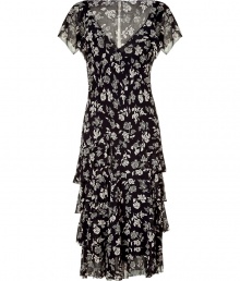 Add feminine flair to your daytime or cocktail-ready look with this chic dress from Polo Ralph Lauren - V-neck, short flutter sleeves, tiered shirt with asymmetrical hem, all-over floral print - Pair with opaque tights, a slim trench, and platform heels Add feminine flair to your daytime or cocktail-ready look with this chic dress from Polo Ralph Lauren - V-neck, short flutter sleeves, tiered shirt with asymmetrical hem, all-over floral print - Pair with opaque tights, a slim trench, and platform heels