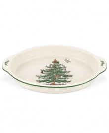 With an historic pattern starring the most cherished symbol of the season, Spode's Christmas Tree au gratin dish is a festive gift to holiday dining. Perfect for serving mac n' cheese or fruit cobblers. With an historic pattern starring the most cherished symbol of the season, Spode's Christmas Tree au gratin dish is a festive gift to holiday dining. Perfect for serving mac n' cheese or fruit cobblers.