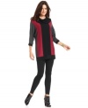 NY Collection's sweater is designed with a colorblocked knit and a flattering tunic silhouette.