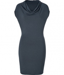Sleek and sophisticated and incredibly easy to wear, Helmuts cowl neck jersey dress counts as a must for modern-minimalist looks - Softly draped cowl neckline, cap sleeves, pull-over style - Loosely fitted top, form-fitting skirt - Keep your look streamlined with black suede booties and a leather tote Sleek and sophisticated and incredibly easy to wear, Helmuts cowl neck jersey dress counts as a must for modern-minimalist looks - Softly draped cowl neckline, cap sleeves, pull-over style - Loosely fitted top, form-fitting skirt - Keep your look streamlined with black suede booties and a leather tote