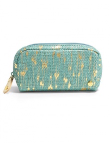 THE LOOKMetallic brushstrokes on canvasPetite rectangular silhouetteTop zip closure with studded leather pullSignature goldtone S studInside logo printTHE MEASUREMENT5¾W X 3H X 1½DTHE MATERIALCanvasFully linedORIGINImported THE LOOKMetallic brushstrokes on canvasPetite rectangular silhouetteTop zip closure with studded leather pullSignature goldtone S studInside logo printTHE MEASUREMENT5¾W X 3H X 1½DTHE MATERIALCanvasFully linedORIGINImported