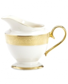 A classic introduced in 1915, Westchester dinnerware features an opulent gold border with etching that evokes the grandeur of another era. Master artisans achieve a lustrous glow in the elegant creamer, handcrafted in ivory china with sumptuous banding. A classic introduced in 1915, Westchester dinnerware features an opulent gold border with etching that evokes the grandeur of another era. Master artisans achieve a lustrous glow in the elegant creamer, handcrafted in ivory china with sumptuous banding.