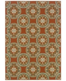 Plant something fresh on your patio. This Sphinx area rug adds irresistible style to any indoor or outdoor gathering space, featuring a vibrant floral motif constructed from soft and durable polypropylene that's tough, weather-resistant and easy to clean. Plant something fresh on your patio. This Sphinx area rug adds irresistible style to any indoor or outdoor gathering space, featuring a vibrant floral motif constructed from soft and durable polypropylene that's tough, weather-resistant and easy to clean.