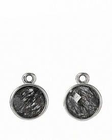 Add artistic edge to your PANDORA collection with these rutilite medallion charms in sterling silver. These dark and dramatic pieces perfectly complement french wire and hoop earrings. Add artistic edge to your PANDORA collection with these rutilite medallion charms in sterling silver. These dark and dramatic pieces perfectly complement french wire and hoop earrings.