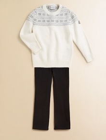 Vintage-inspired snowflake print in a cozy wool and cashmere blend with a logo patch on the arm. Ribbed crewneck Long sleeves with ribbed cuffs Ribbed hem 45% wool/30% modal/15% nylon/10% cashmere Hand wash Imported Vintage-inspired snowflake print in a cozy wool and cashmere blend with a logo patch on the arm. Ribbed crewneck Long sleeves with ribbed cuffs Ribbed hem 45% wool/30% modal/15% nylon/10% cashmere Hand wash Imported