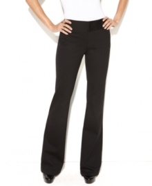 Flared legs make trim, tailored petite trousers from INC feel fresh, and the ponte knit is perfect to straddle seasons. Flared legs make trim, tailored petite trousers from INC feel fresh, and the ponte knit is perfect to straddle seasons.