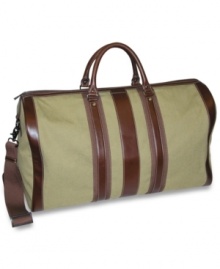 Travel in style with this classic and very chic durable canvas duffle bag with leather trim by Dopp.