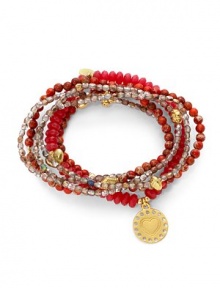 THE LOOKSet of six beaded braceletsHeart disc charmJasper, jade and glass stones22k goldplated vermeil sterling silver charm accentsElastic pull-on styleTHE MEASUREMENTWidth, about 2.5ORIGINMade in USA of imported materials THE LOOKSet of six beaded braceletsHeart disc charmJasper, jade and glass stones22k goldplated vermeil sterling silver charm accentsElastic pull-on styleTHE MEASUREMENTWidth, about 2.5ORIGINMade in USA of imported materials