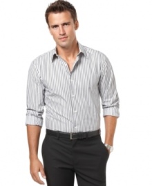 In a classic grosgrain stripe, this shirt from Perry Ellis is a clean, sophisticated look for any occasion.