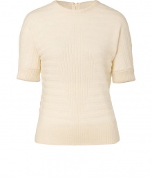 Finish your look on a lady-chic note with Marc by Marc Jacobs zipper back pullover, styled with contemporary knit patterning for that characteristic Downtown-cool edge - Rounded neckline, dolman short sleeves, rolled cuffs, fine ribbed trim, two-way metal zipper - Style with feminine separates and a punch of urban-cool accessories