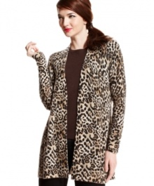 Cozy up to the softest cashmere of the season with this petite cardigan from Charter Club. A relaxed, open-front design makes it easy to layer; a chic animal print makes it a modern must-have. Cozy up to the softest cashmere of the season with this petite cardigan from Charter Club. A relaxed, open-front design makes it easy to layer; a chic animal print makes it a modern must-have.